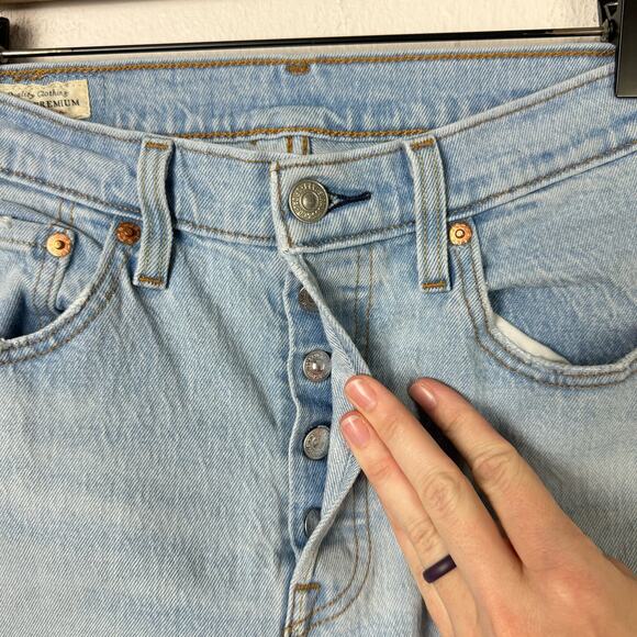 Levi's Premium 501 XX Original Sport Stripe Cropped Light Wash Button Fly Jeans - Picture 7 of 12